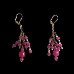 HANDMADE beaded pink earrings